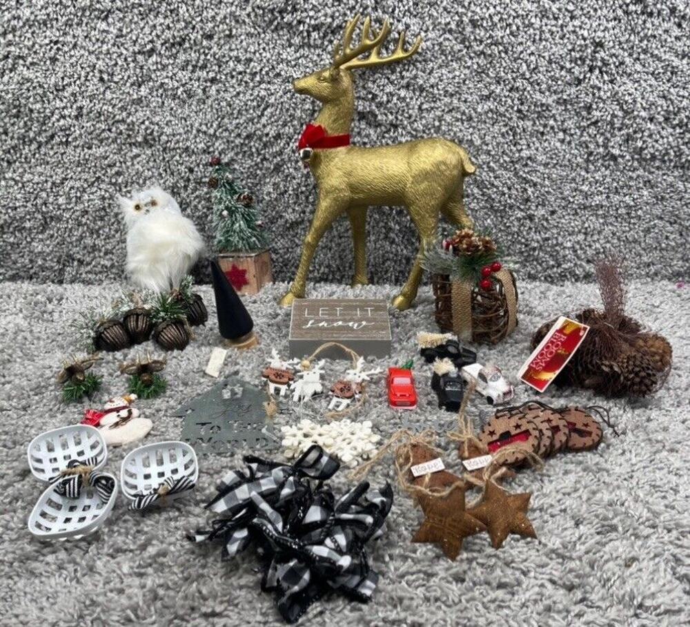 Christmas Ornaments & Decor Lot Of 20+ Stars Trees Bundle Home Decoration
